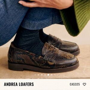 Sezane Snake Print Loafers in Brown and Black